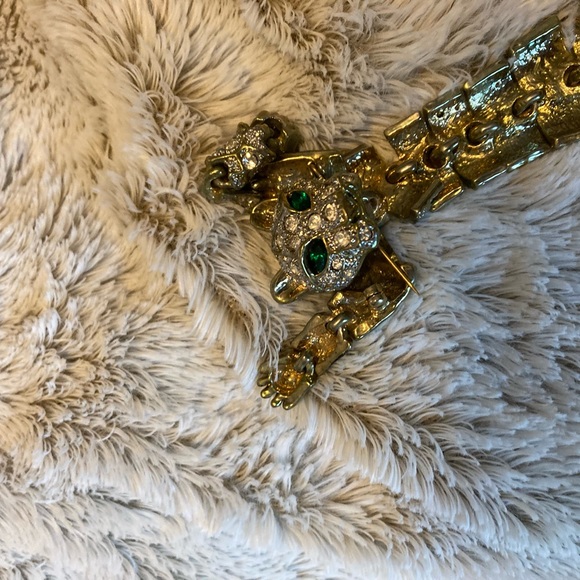 Vintage Leopard Cheetah Rhinestone Brooch - Picture 4 of 5